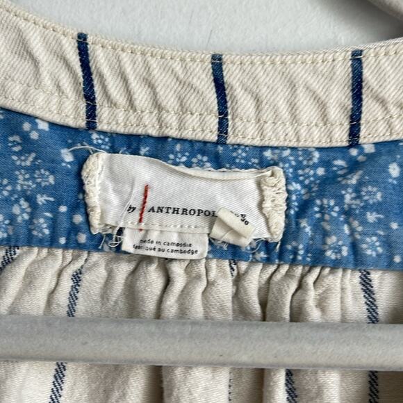 Anthropologie Hedda railroad striped ruffle zip up cropped jumpsuit sz 4 - Picture 7 of 9